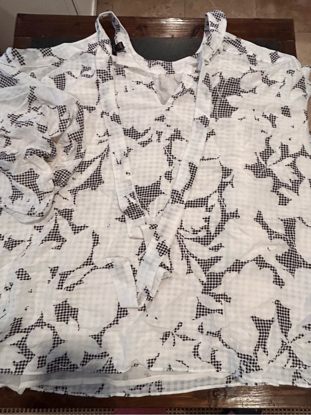 Lightweight White & Black Patterned Women’s Shirt